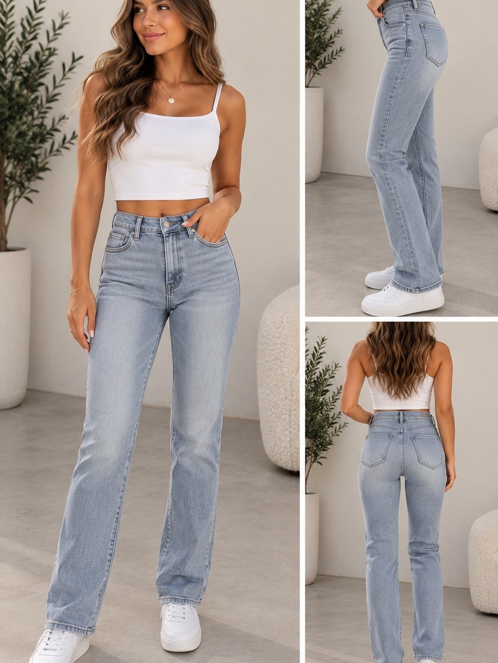 Fashion Nova Light Blue High-Rise Straight Leg Jeans Size 0